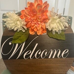 Orange and White Floral Decor Accent